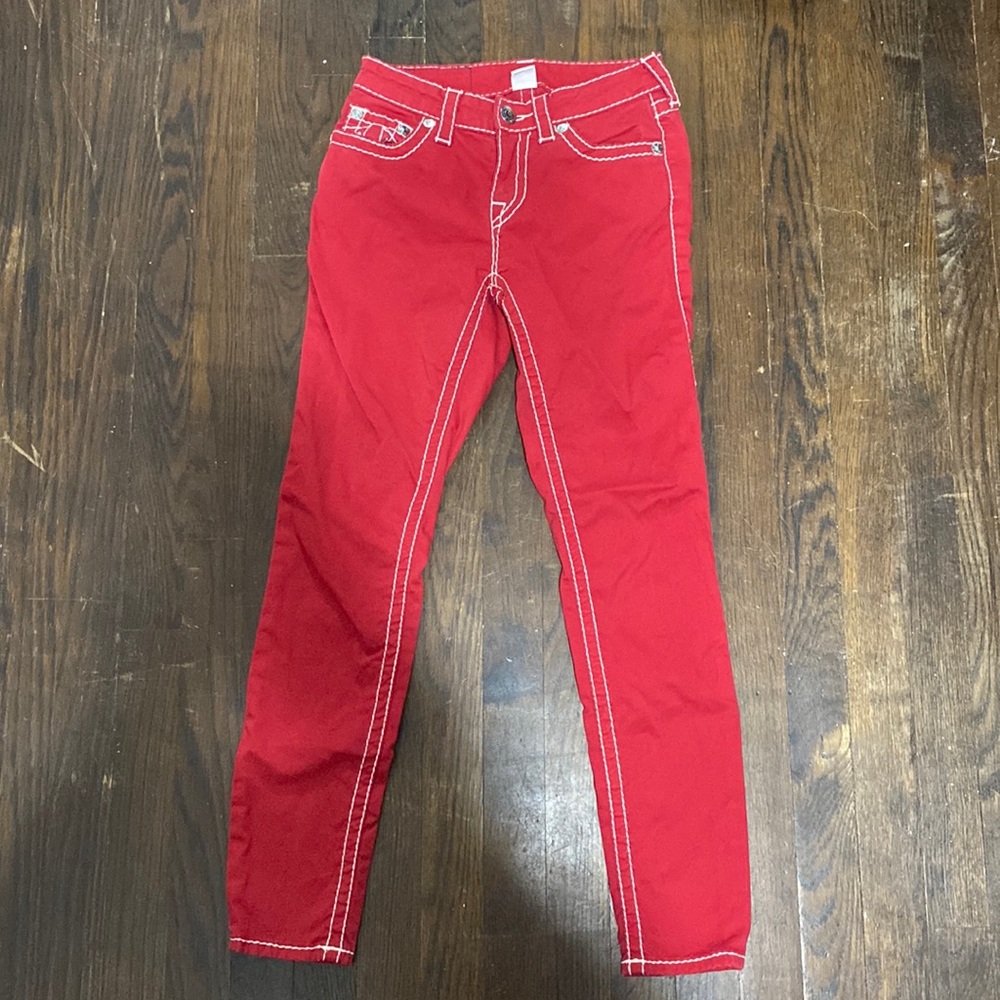 True Religion Red Jennie Skinny Jeans